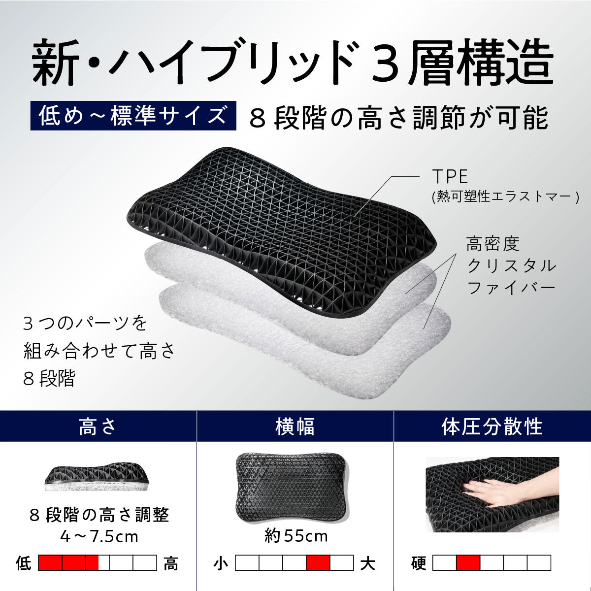 ヒツジのいらない枕 ハイブリッド3層構造 - 寝具