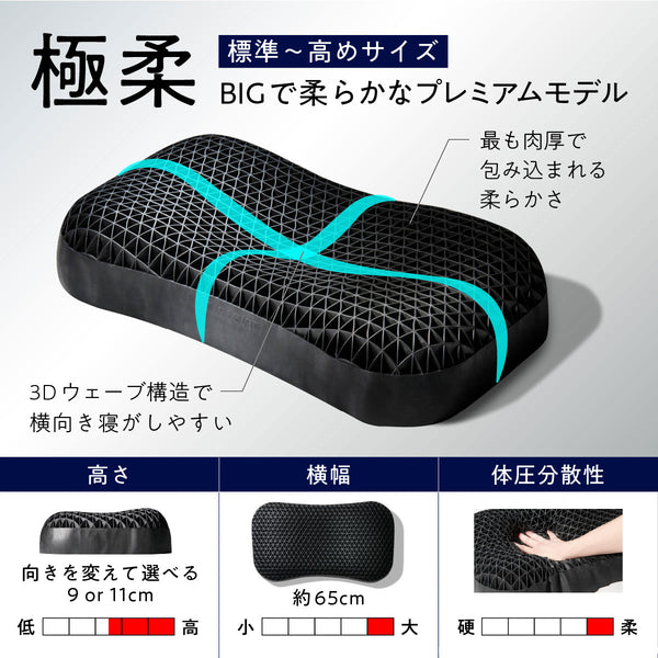 【ブラックレーベル枕カバー付き】ヒツジのいらない枕ー極柔ー